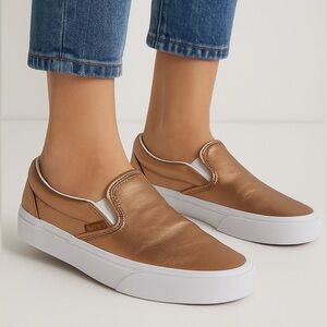 Vans Metallic Bronze Slip-On Sneakers